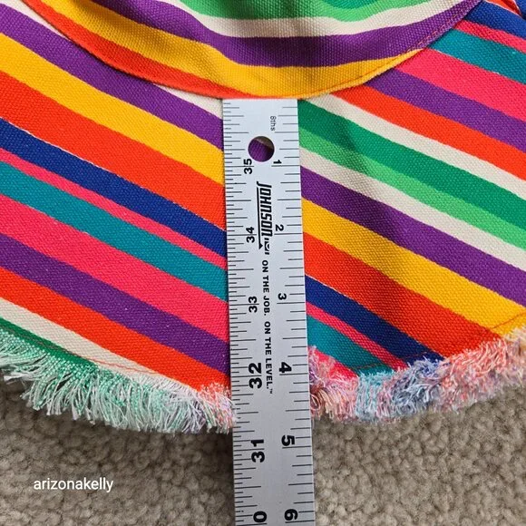 NWOT Frances Valentine Canvas Fringe Hat Cotton Stripe - Picture 2 of 7